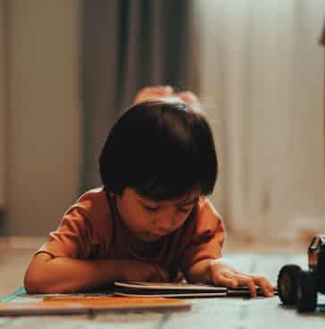 Child reading a book