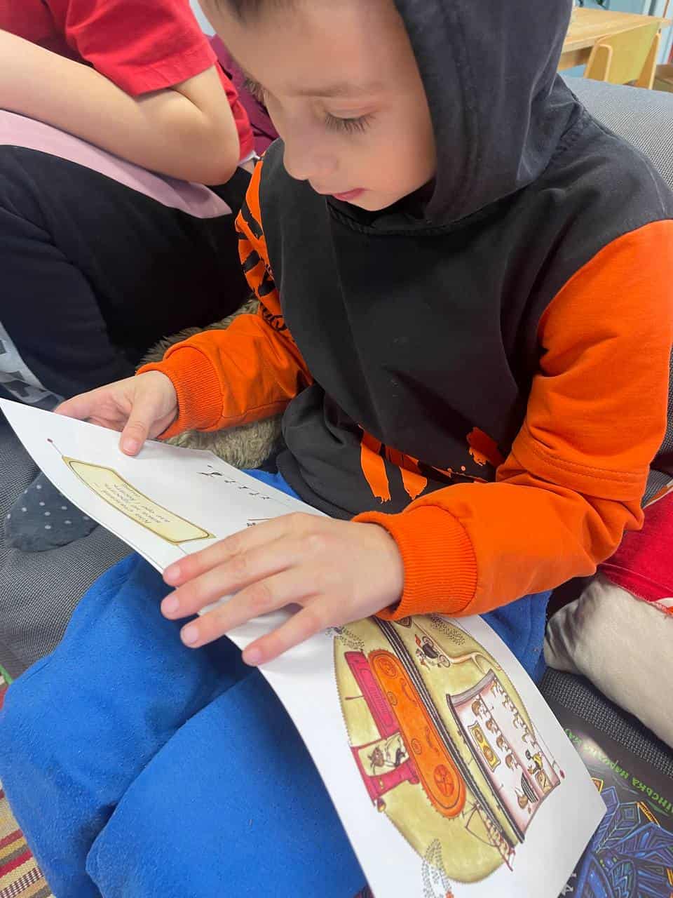 Boy reading book